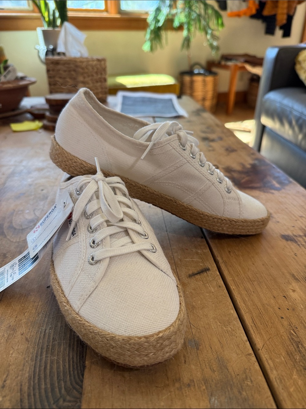 NWT Superga 2750 Cotropeu White Canvas Espadrille Sneakers 39.5